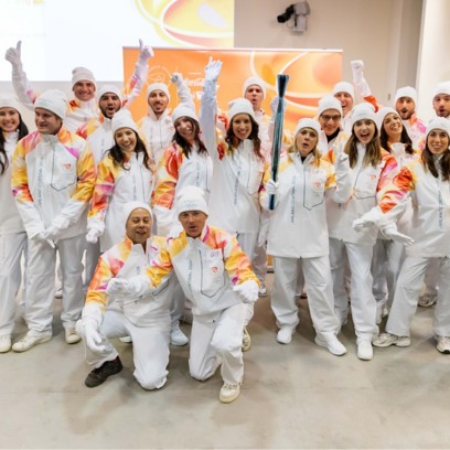I tedofori durante la tappa del Viaggio della Fiamma Olimpica a Roma