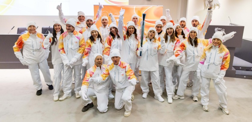 I tedofori durante la tappa del Viaggio della Fiamma Olimpica a Roma