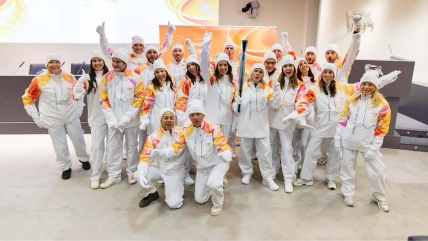 I tedofori durante la tappa del Viaggio della Fiamma Olimpica a Roma