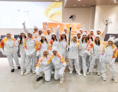 I tedofori durante la tappa del Viaggio della Fiamma Olimpica a Roma