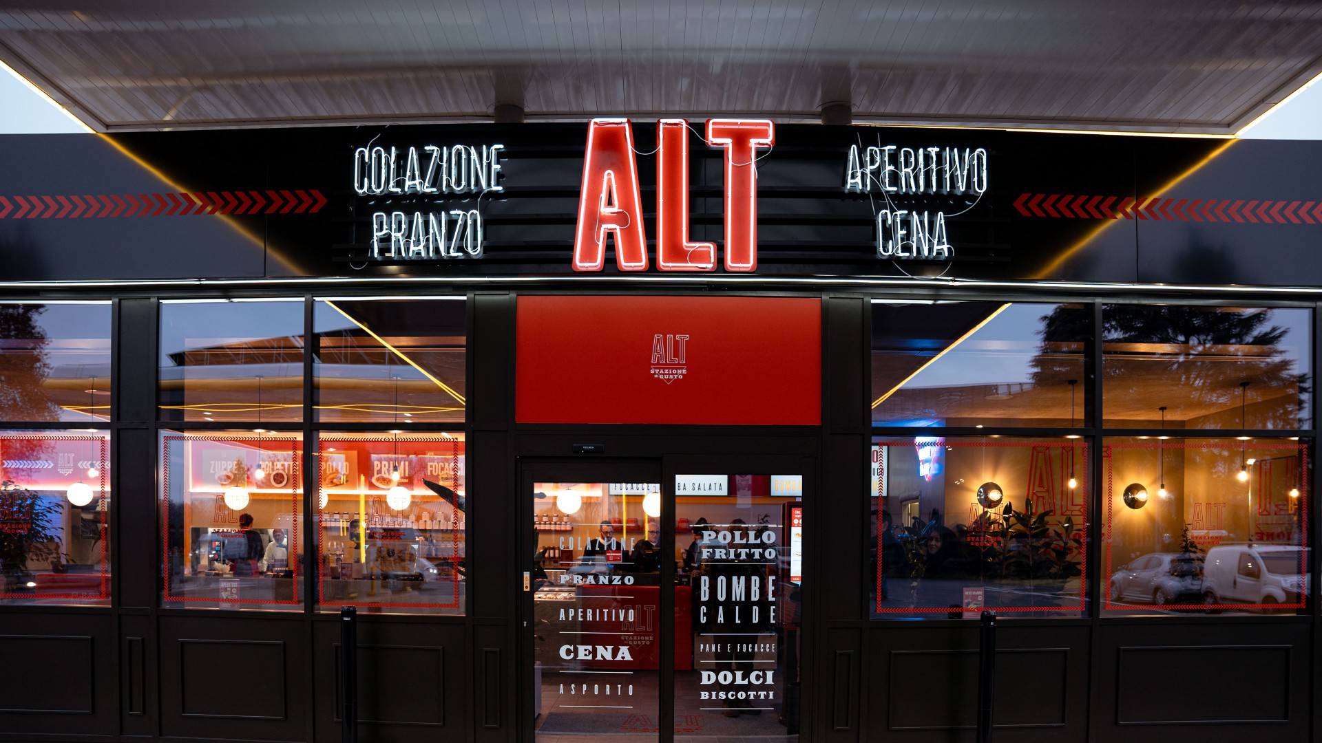 Entrance of the restaurant ALT Stazione del Gusto in Sesto San Giovanni, in the province of Milan.
