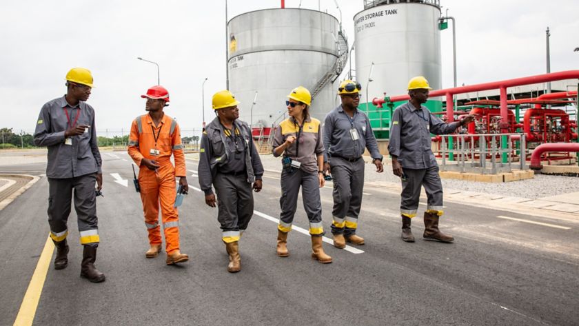 African workers in onshore plant