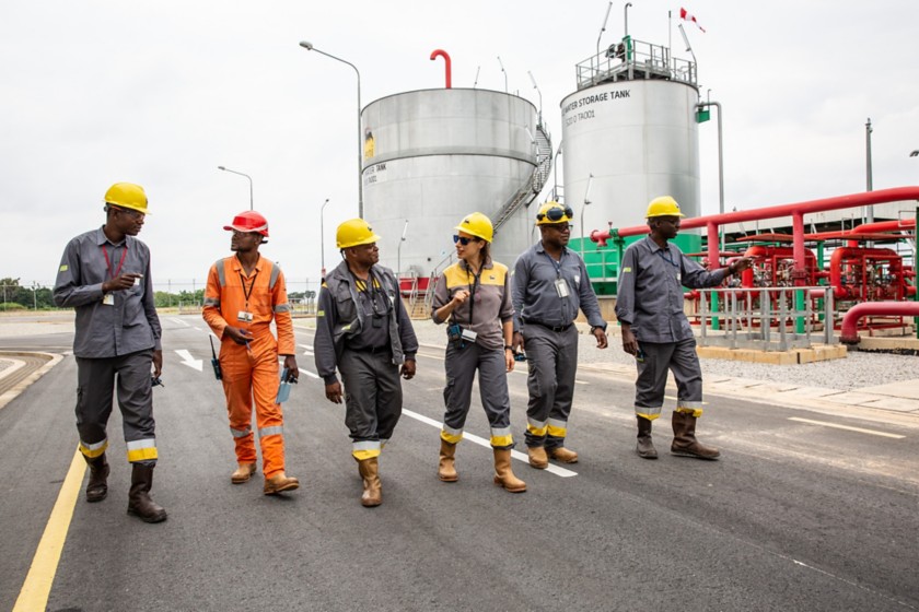 African workers in onshore plant