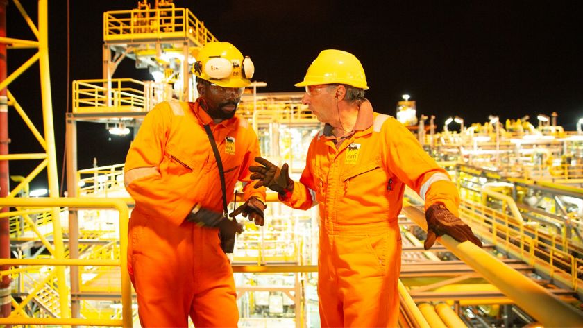 Workers in offshore plant