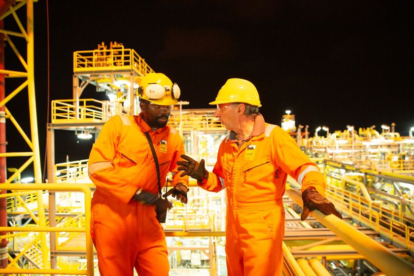 Workers in offshore plant