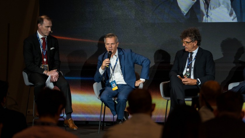 Stefano Goberti speaks at the event