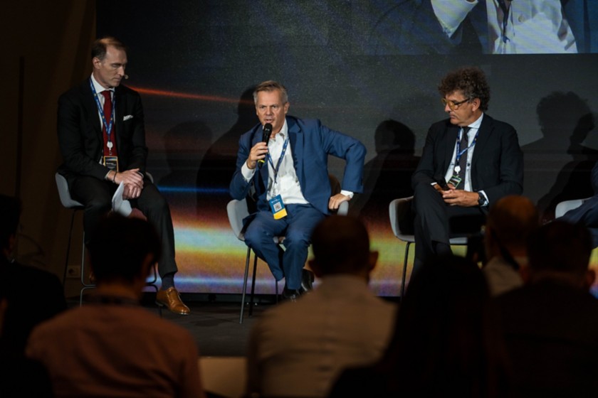 Stefano Goberti speaks at the event