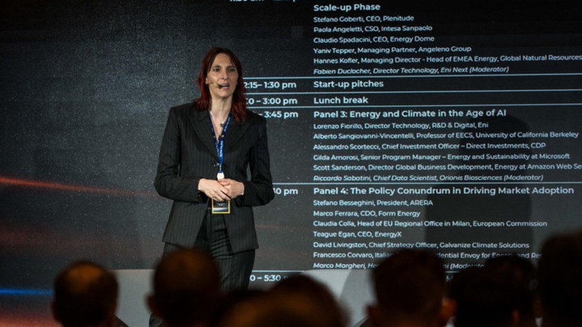 Clara Andreoletti speaks at the event
