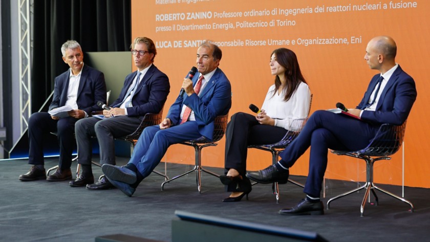 Andrea Belli (Head of Training Academy, Acea Group) Elvira Spatolisano (Researcher at the Department of Chemistry, Materials   and Chemical Engineering ‘G. Natta’ at the Politecnico di Milano) Roberto Zanino (Full Professor of Nuclear Fusion Reactor Engineering   at the Department of Energy, Turin Polytechnic) Luca De Santis (Head of Human Resources and Organisation, Eni) Moderatore Luigi Sampaolo (Responsabile Sustainability Strategic Frameworks and Stakeholders, Eni) 