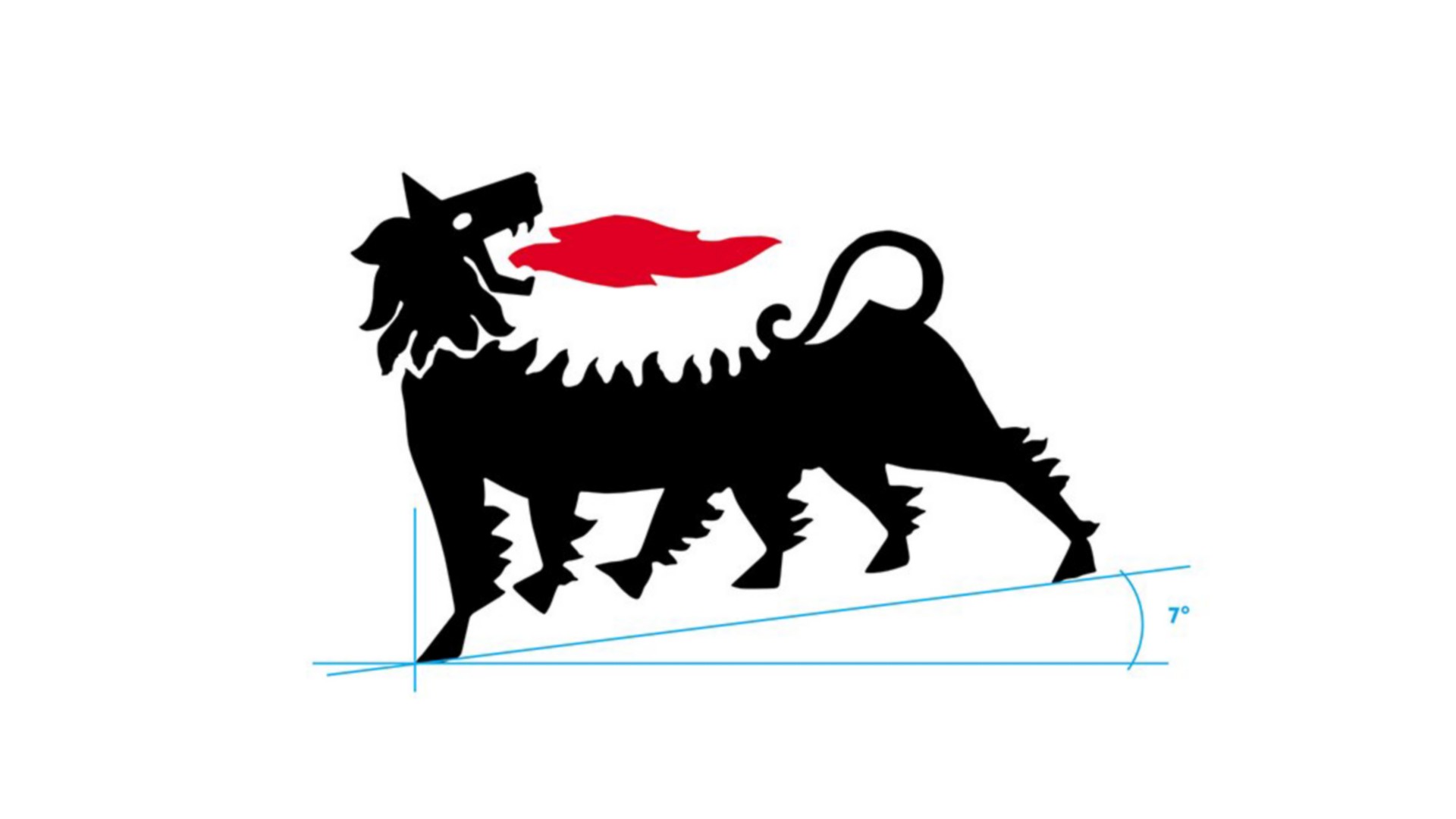 Logo cane Eni nero e rosso su fondo bianco