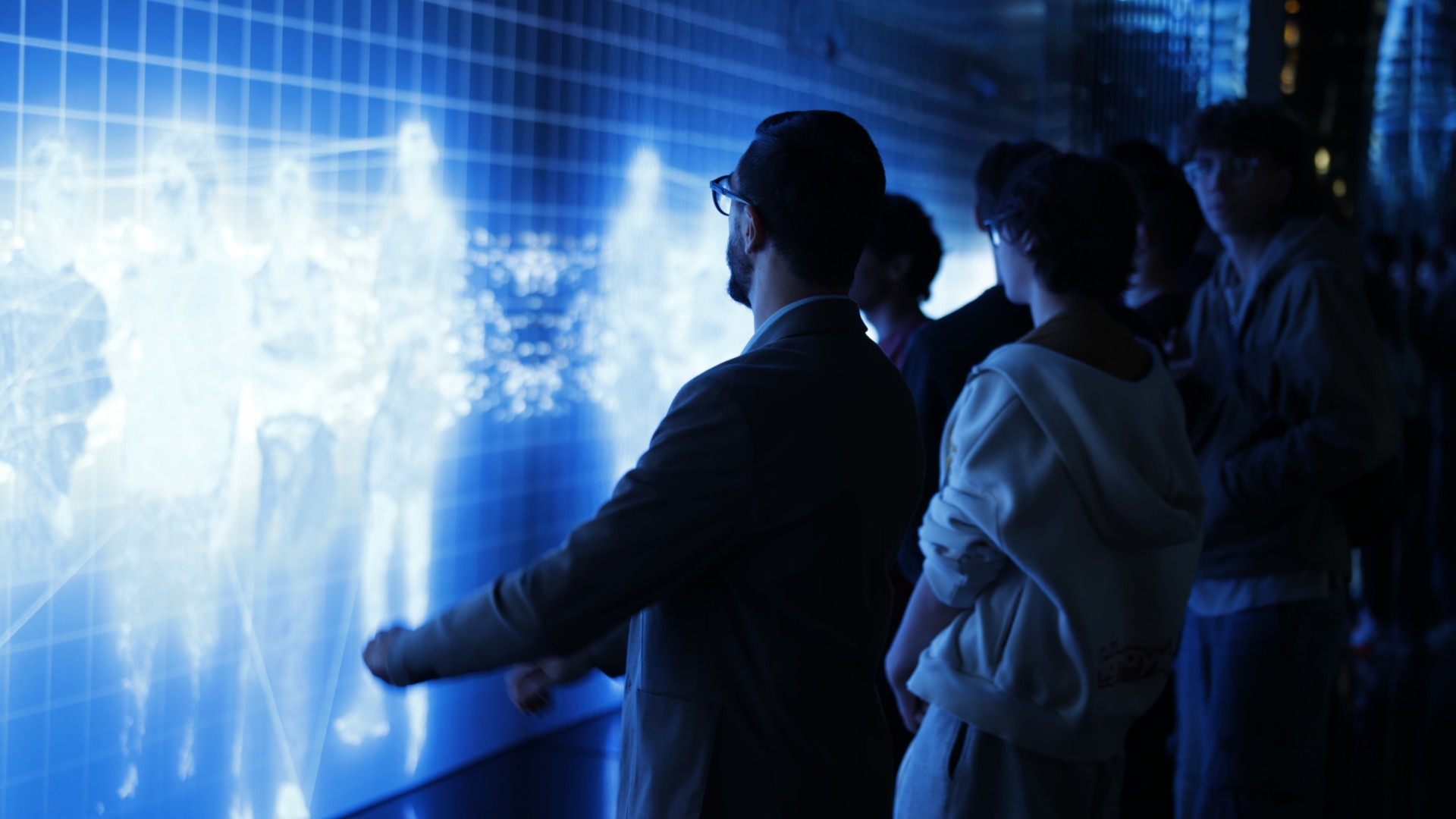 Visitors explore the interactive installations