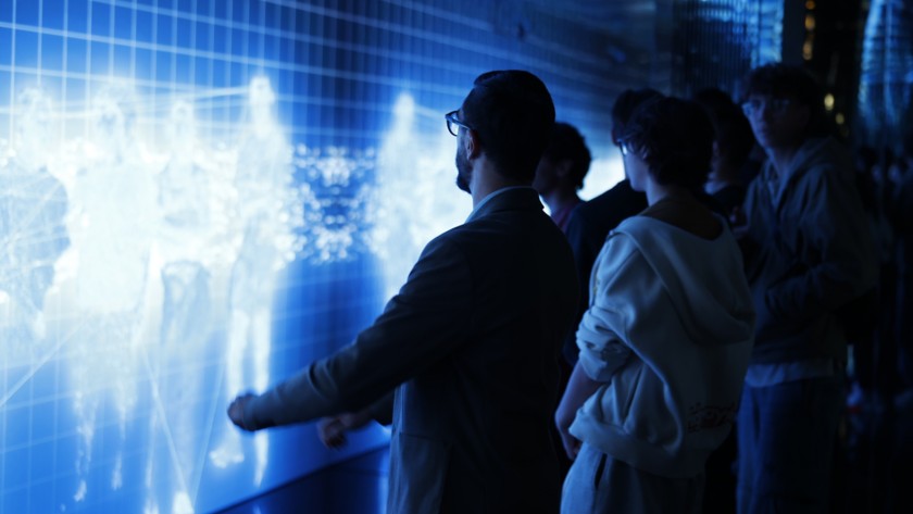 Visitors explore the interactive installations