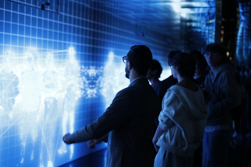 Visitors explore the interactive installations