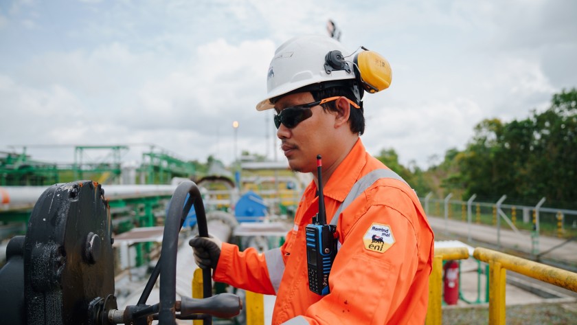 Worker in Indonesian plant