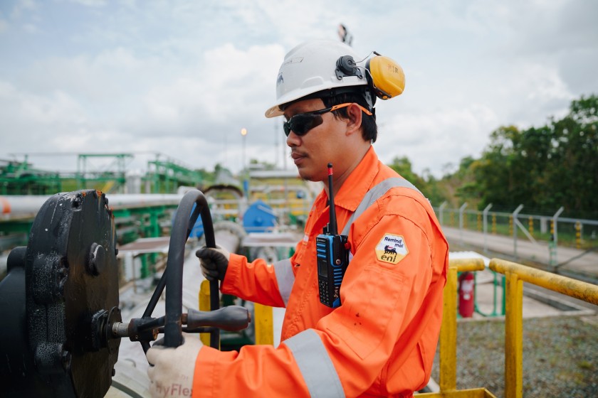 Worker in Indonesian plant