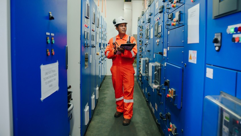 Worker in the control room