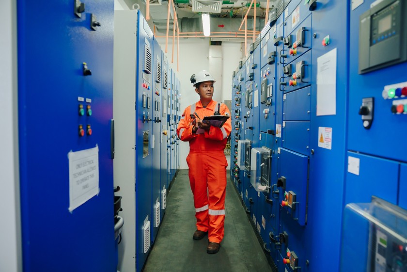 Worker in the control room