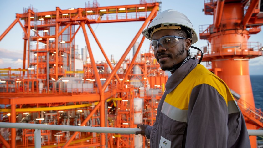 Worker on board the Coral South