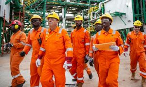 Workers at Ghana's land plant