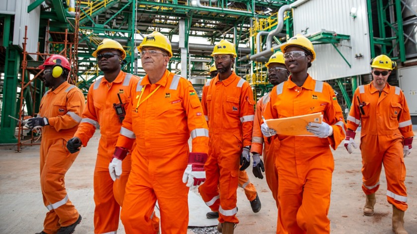 Workers at Ghana's land plant