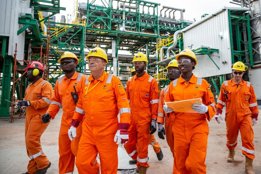 Workers at Ghana's land plant