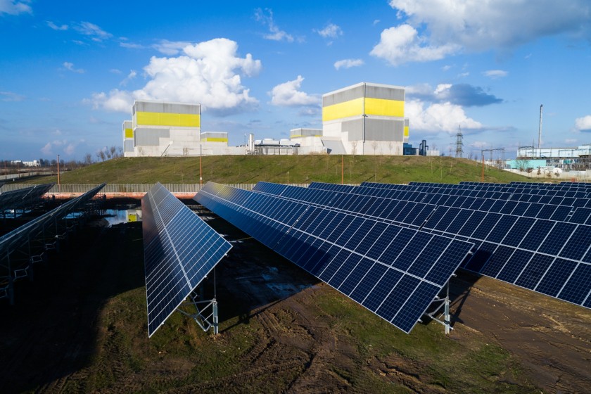 View solar panels and center Green data center