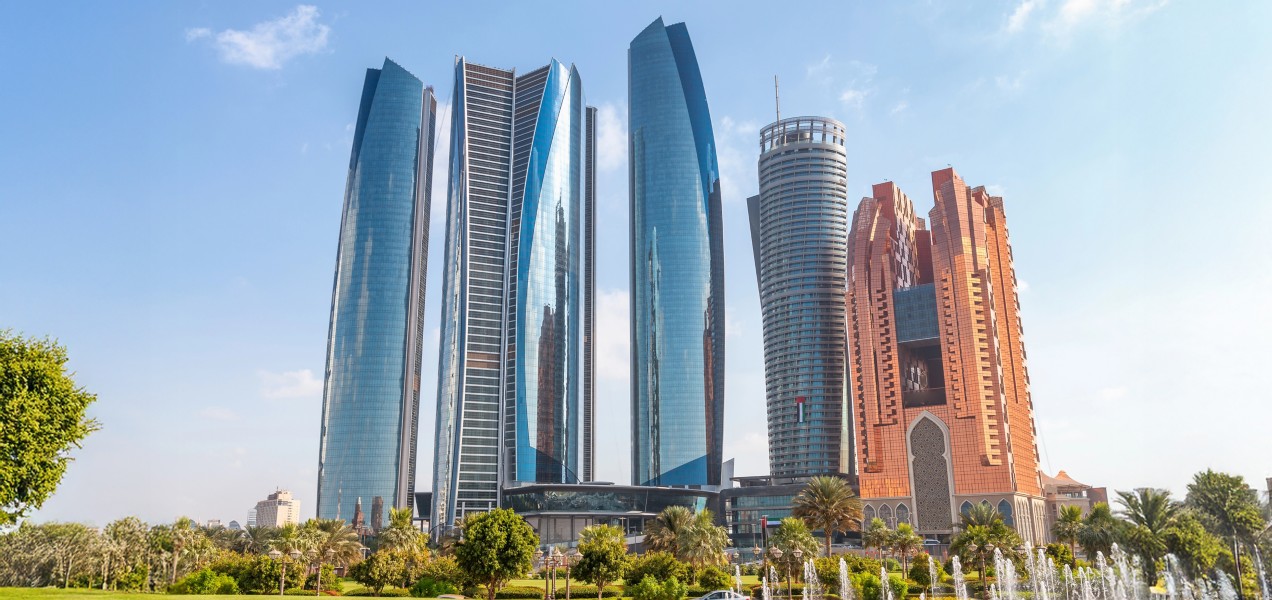 Contemporary Abu Dhabi skyline featuring glass towers and modern architecture