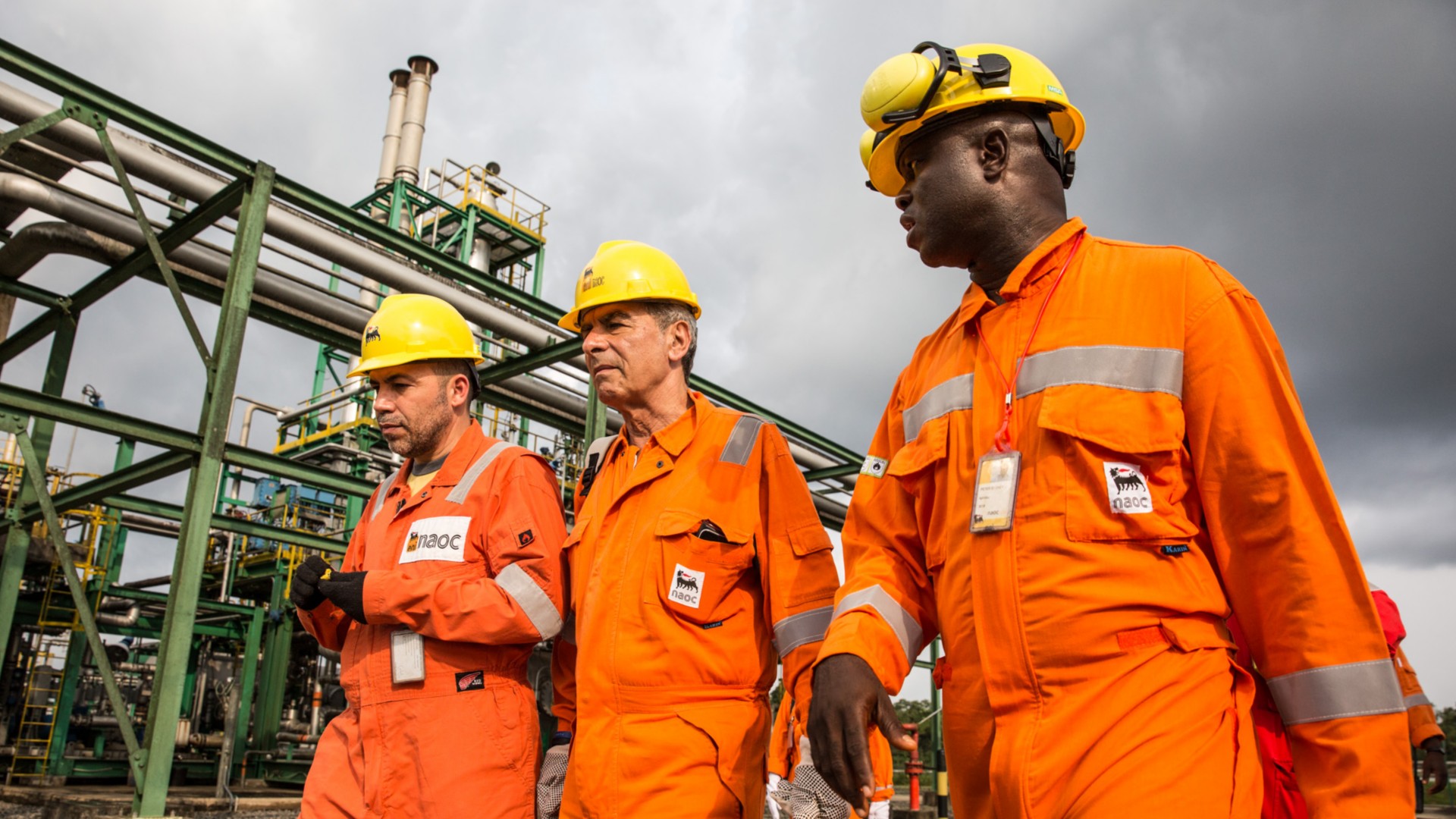 Team of workers inside the plant