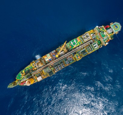 Aerial view of the FPSO Baleine at sea