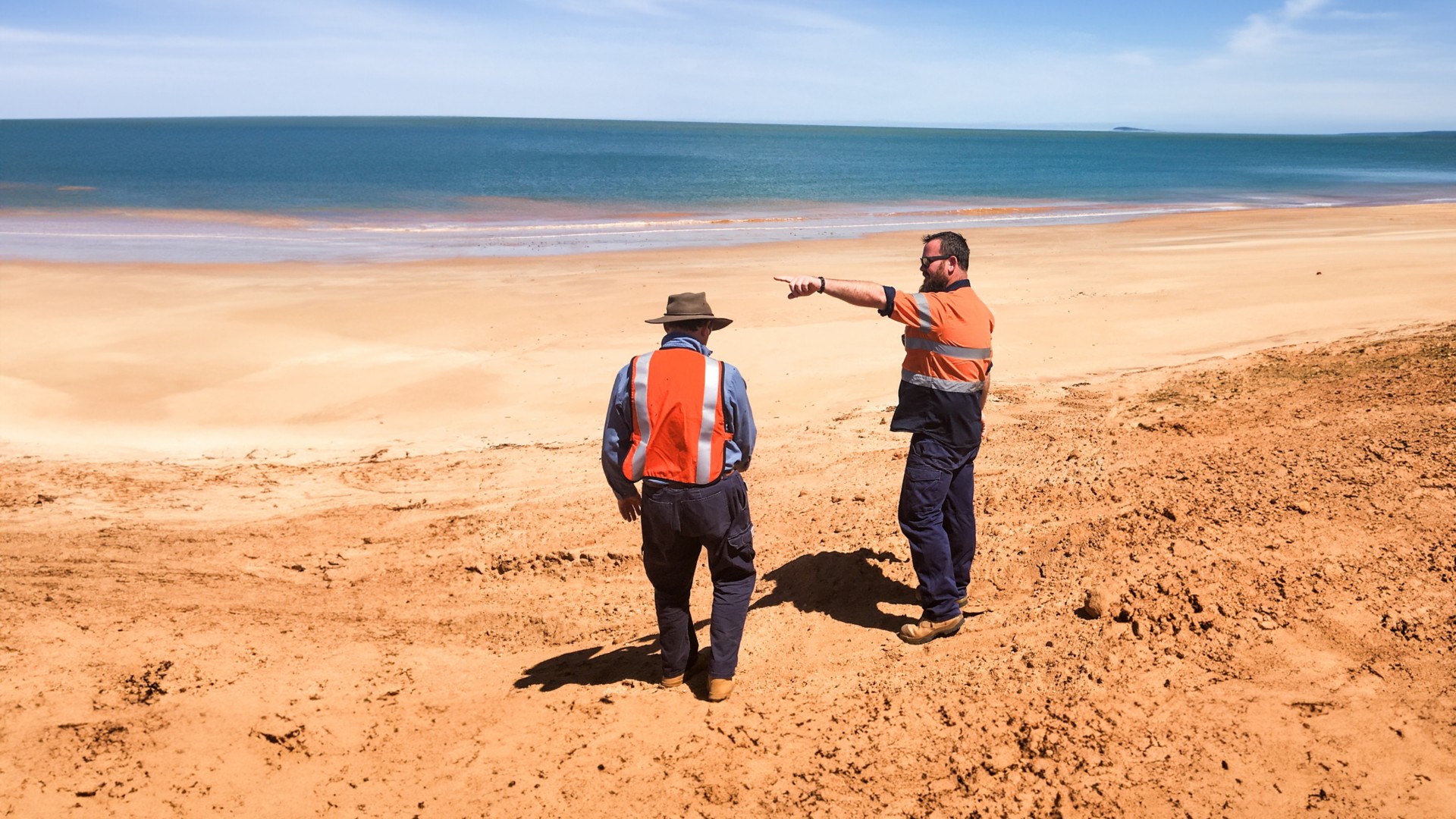 Two Australian men on the beach