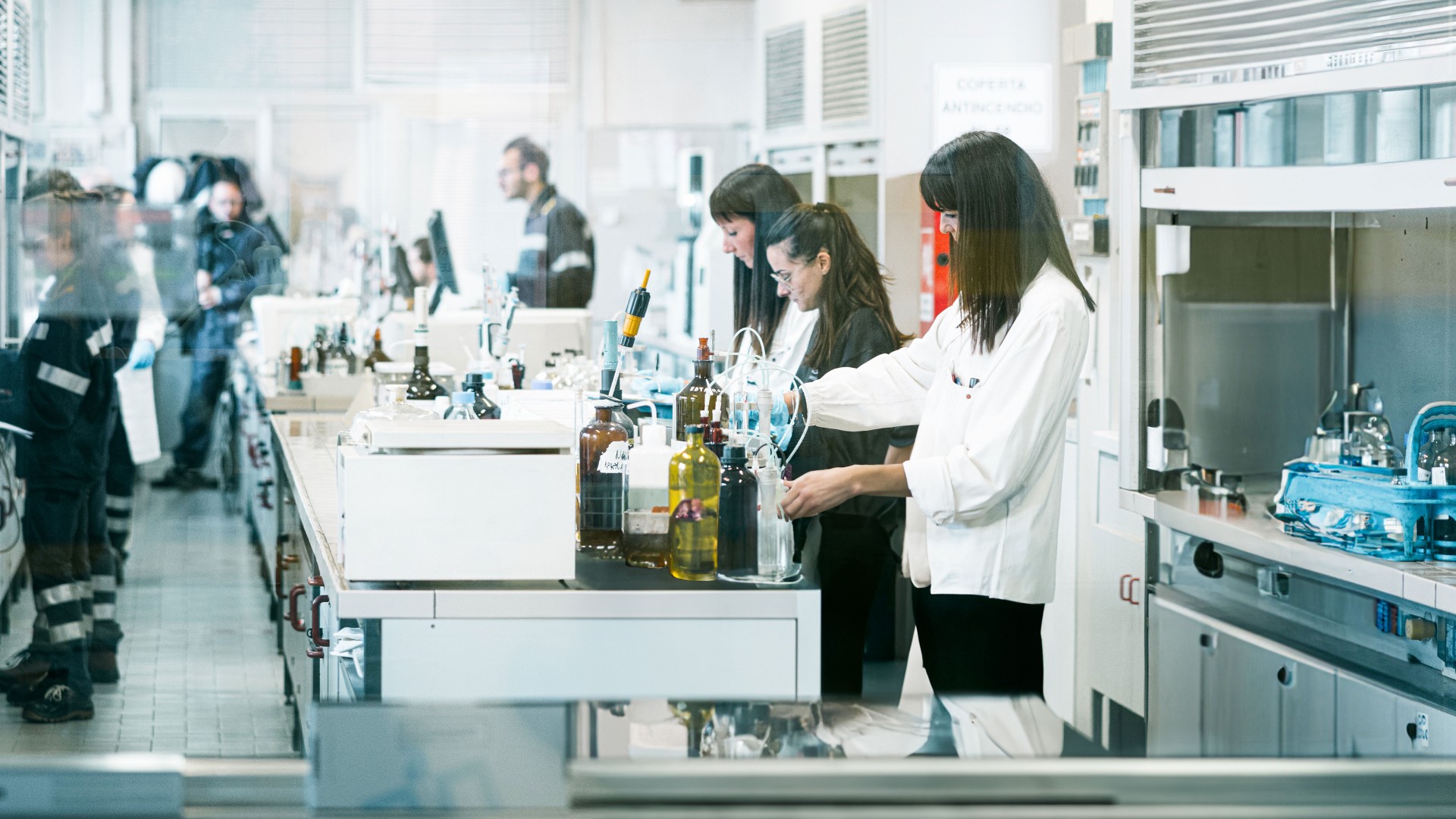 Internal research center with scientists at work