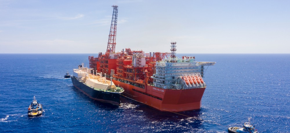 Overhead view of ship at sea