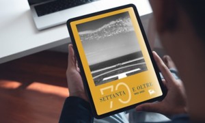 70 years of Eni book displayed on an iPad