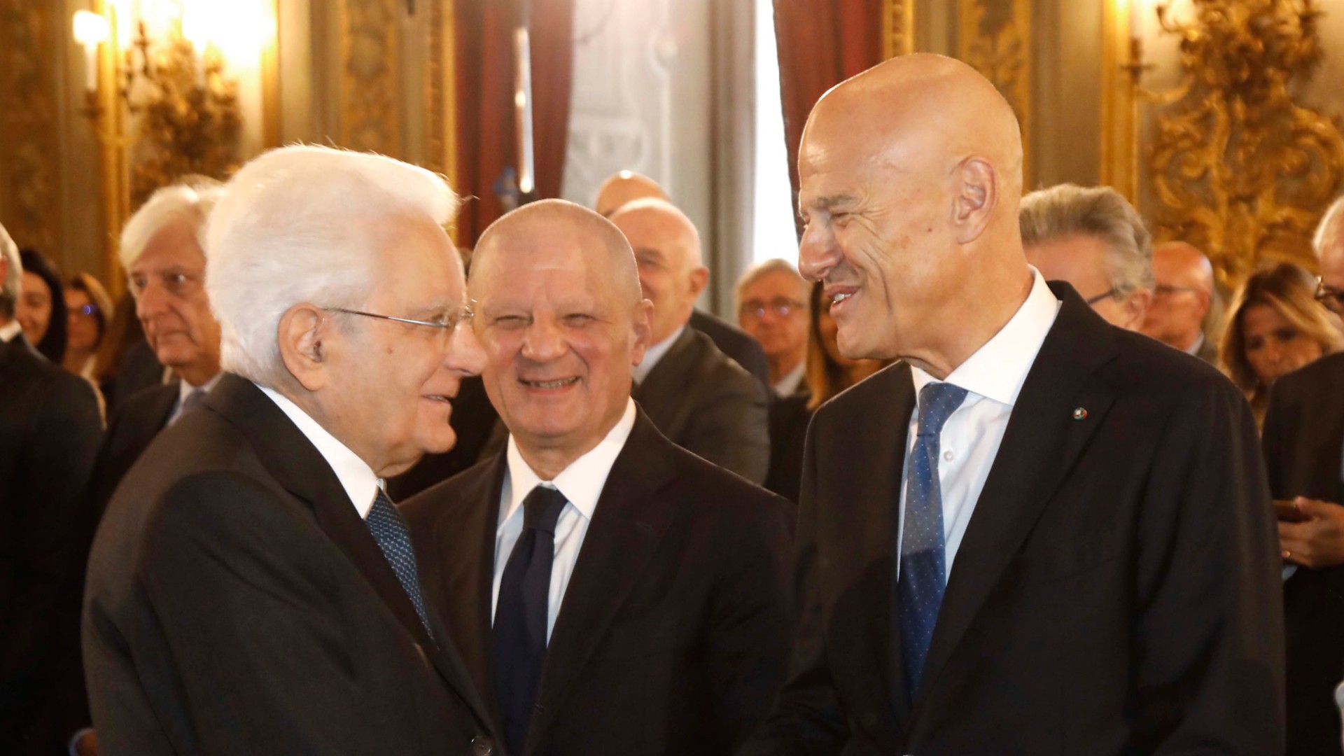 Claudio Descalzi, Amministratore Delegato di Eni, Sergio Mattarella, Presidente della Repubblica Italiana e Giuseppe Zafarana, Presidente del consiglio di amministrazione di Eni