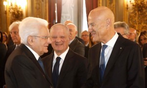 Claudio Descalzi, Amministratore Delegato di Eni, Sergio Mattarella, Presidente della Repubblica Italiana e Giuseppe Zafarana, Presidente del consiglio di amministrazione di Eni