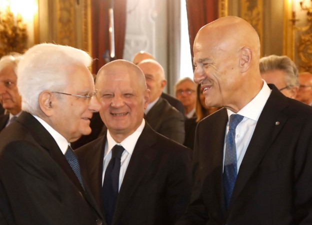 Claudio Descalzi, CEO of Eni, Sergio Mattarella, President of the Italian Republic and Giuseppe Zafarana, Chairman of the Board of Directors of Eni.