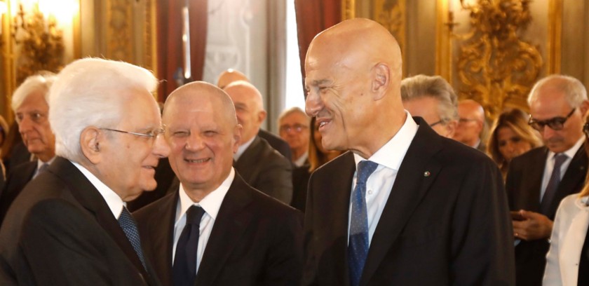 Claudio Descalzi, Amministratore Delegato di Eni, Sergio Mattarella, Presidente della Repubblica Italiana e Giuseppe Zafarana, Presidente del consiglio di amministrazione di Eni