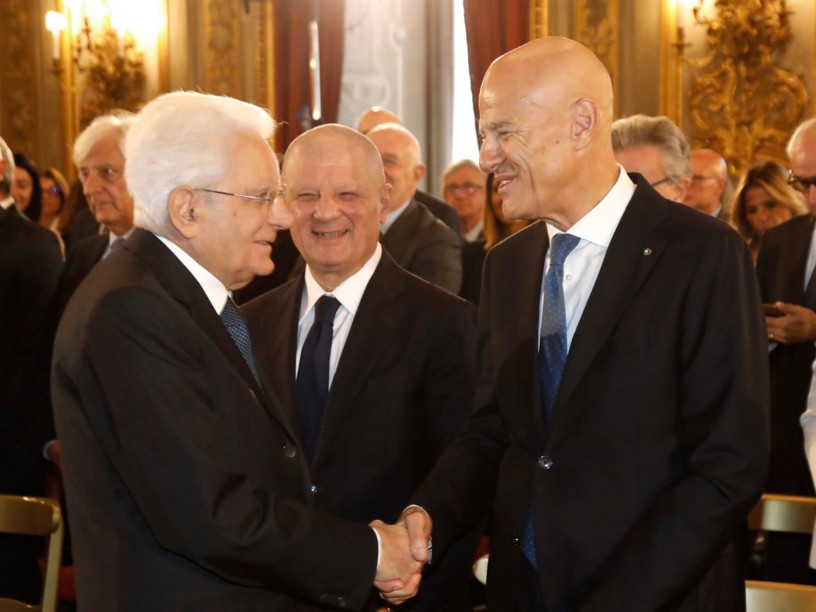 Claudio Descalzi, Amministratore Delegato di Eni, Sergio Mattarella, Presidente della Repubblica Italiana e Giuseppe Zafarana, Presidente del consiglio di amministrazione di Eni