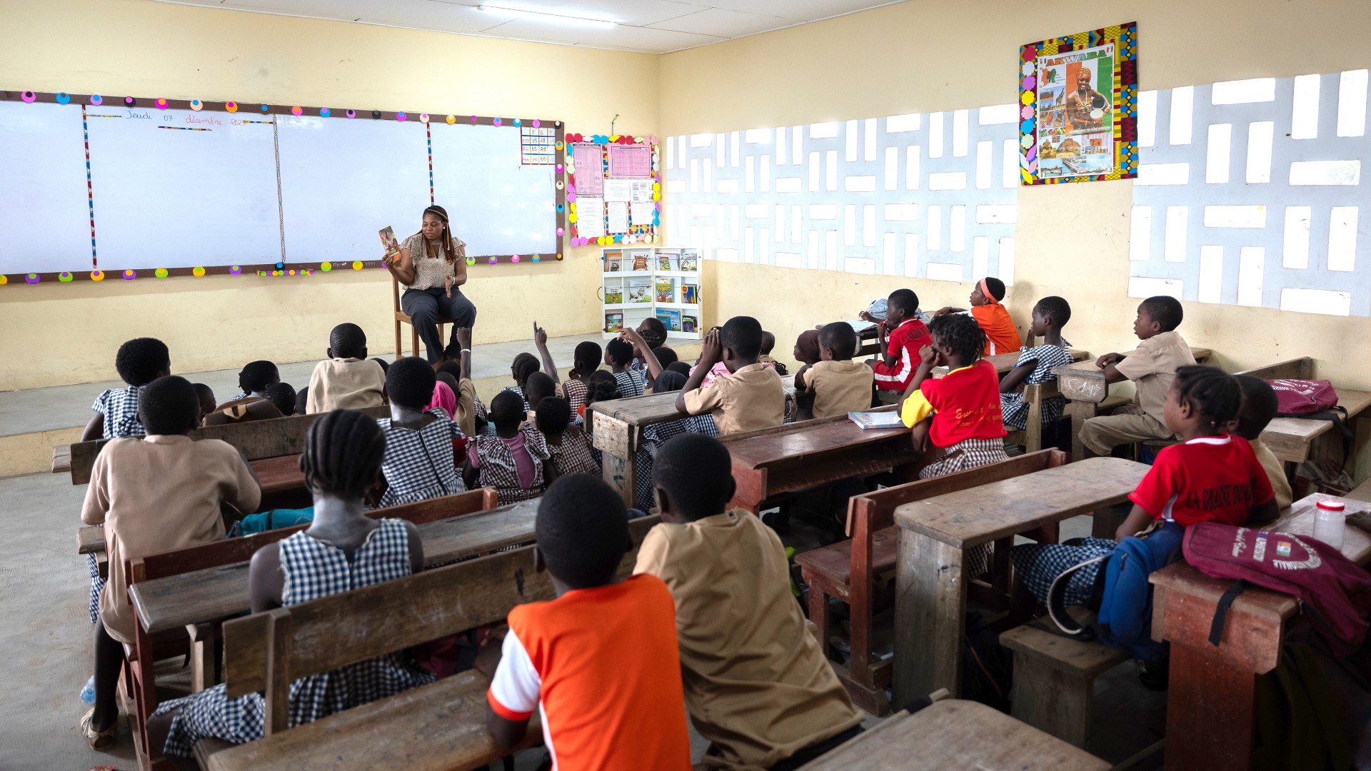 Little kids in class during lesson