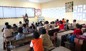 Little kids in class during lesson