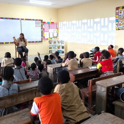 Little kids in class during lesson