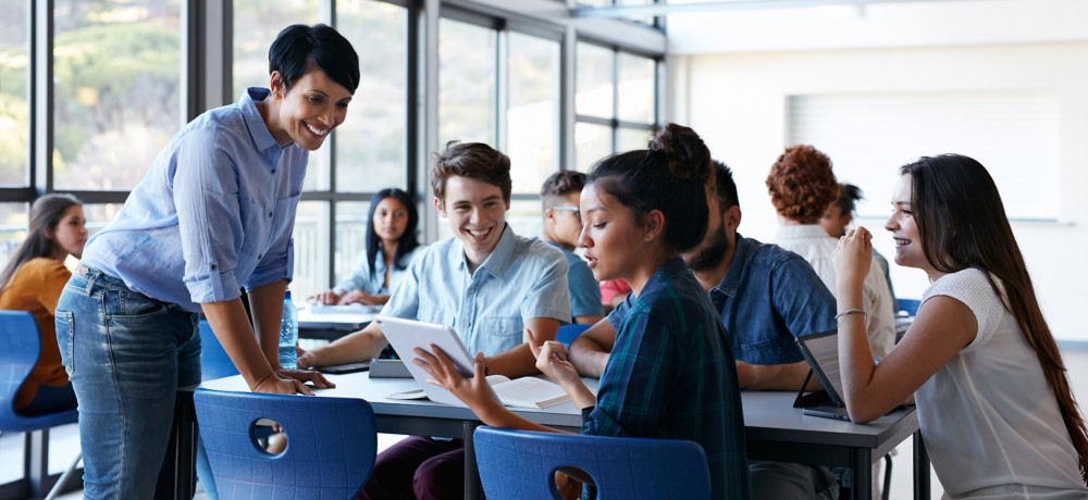 Teacher in the classroom with students
