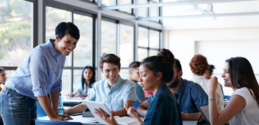 Teacher in the classroom with students