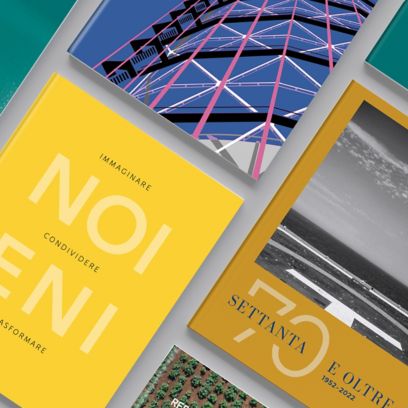 Some covers of books published by Eni