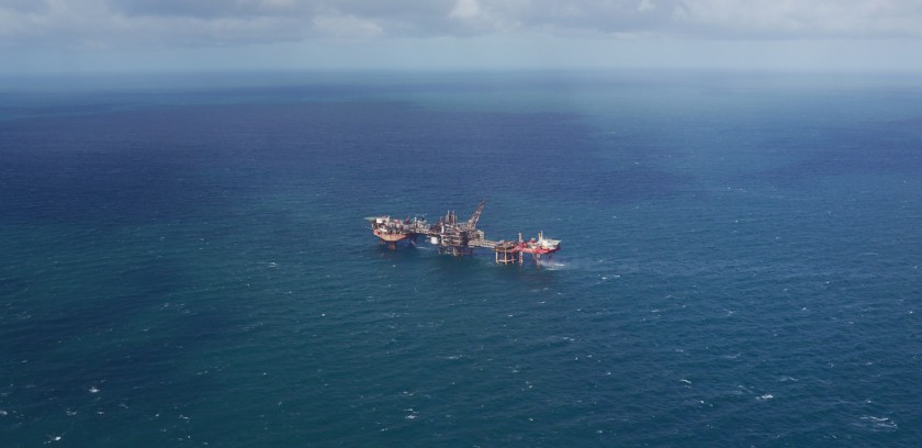 Aerial view of the Hynet North West plant in Liverpool Bay 