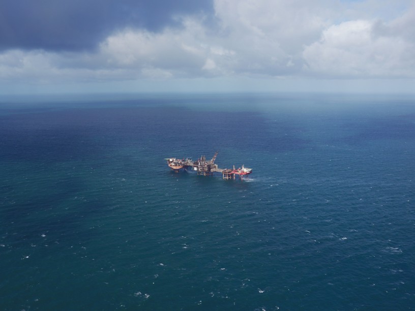 Aerial view of the Hynet North West plant in Liverpool Bay 