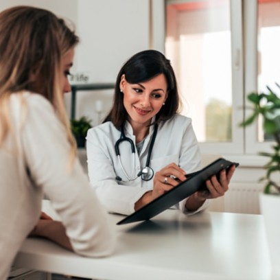 Doctor and patient in the study