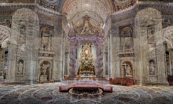 3D digital reconstruction, interior of St. Peter's Basilica, Papal Altar