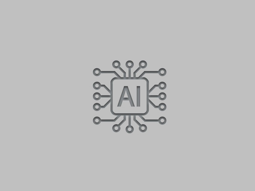 Icona di un chip con la scritta AI su sfondo grigio chiaro.