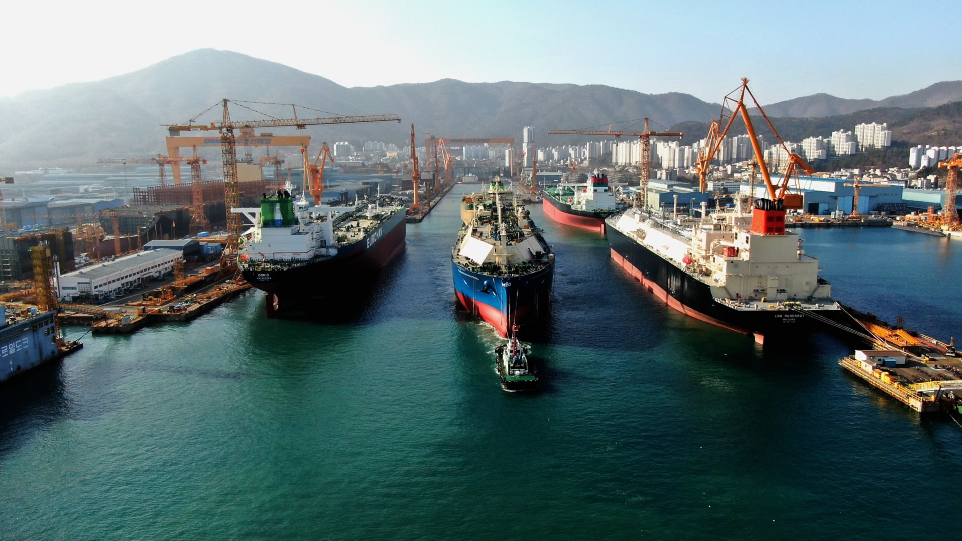 LNG ship in port